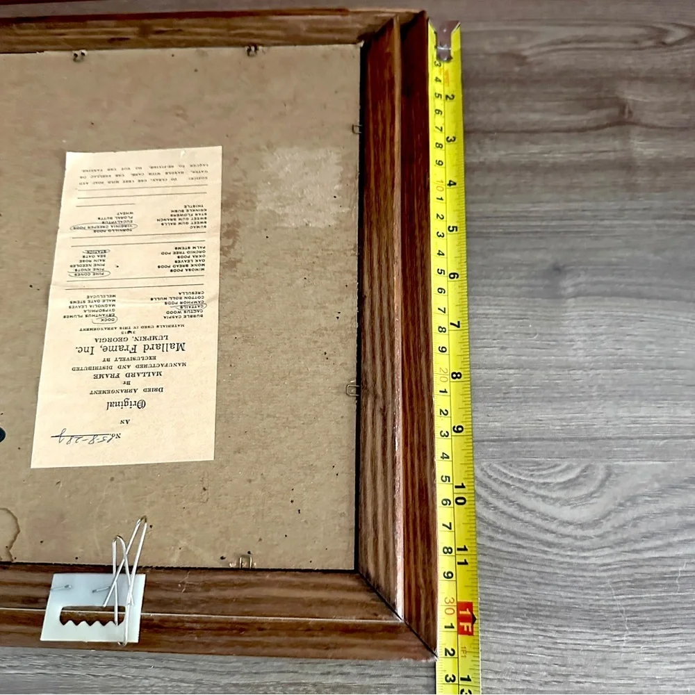 MCM Framed Natural Dried Florals On Burlap By Mallard Frame Wall Hangings Pair